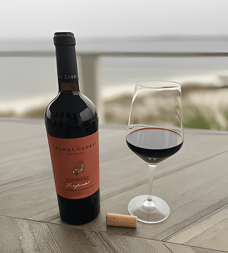 Red wine by the seaside